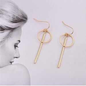 Gold 18k Gold Plated Circle Bar Hoop Earrings